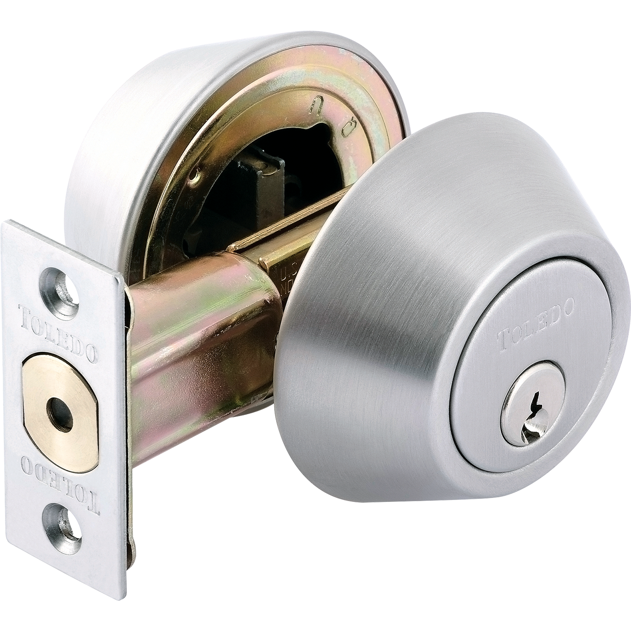 Lock 5125AHE10D I Cerradura ancha tradicional con llave de tornillo I  Acabado dorado I Tubo de parachoques de cilindro giratorio