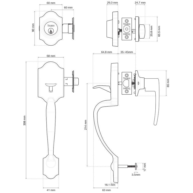 Single Cylinder Handleset / Cordoba / V1600-CO-CA